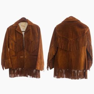 Vintage Brown Suede Fringe Leather Jacket